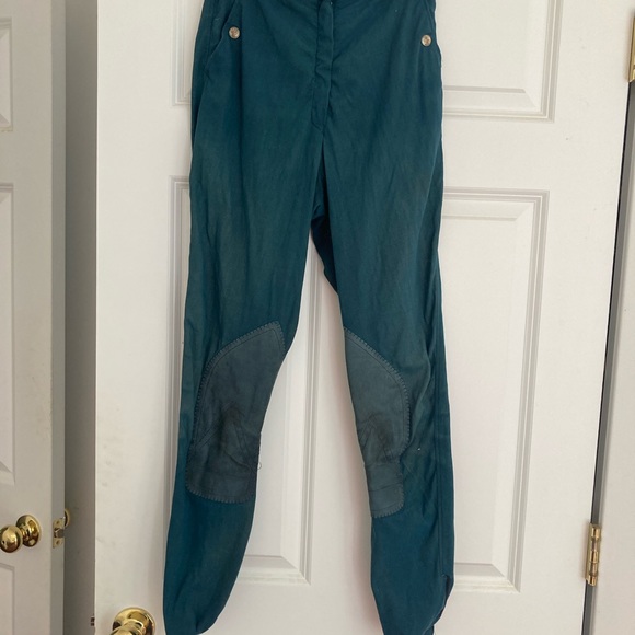 Pikeur Pants - Pikeur Breeches 28L leather knee patch with Fabric full seat seam Petrol color